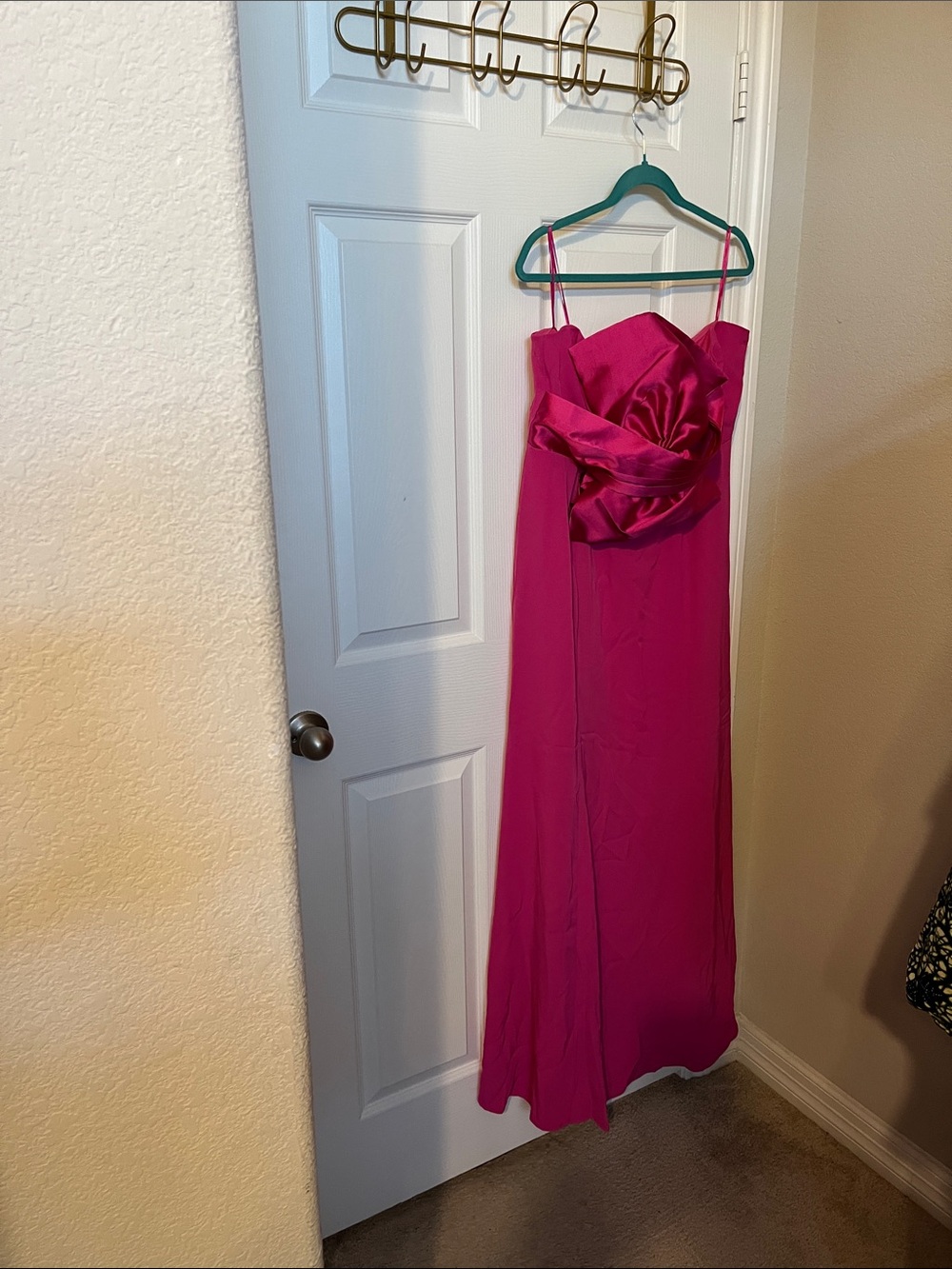 Fashion Nova Hot Pink Strapless Evening Gown